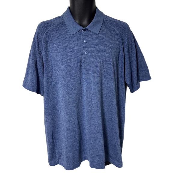 Lululemon Men’s XXL Navy Blue Metal Vent Tech Polo Shirt Breathable Golf Prep - Picture 1 of 10